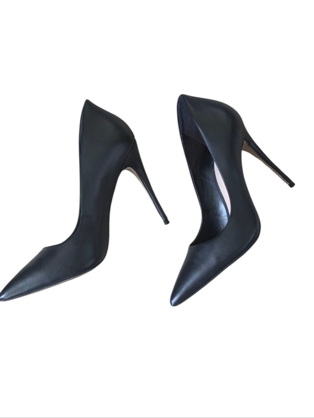 ALDO Black Leather Pointed Toe Stiletto Pumps 4.5" High Heel Size 7 - Picture 7 of 9